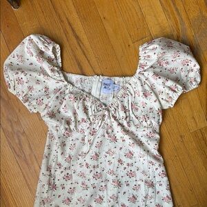 Wild Fable Pink Puff Sleeve Blouse with Smocked Ruched Details